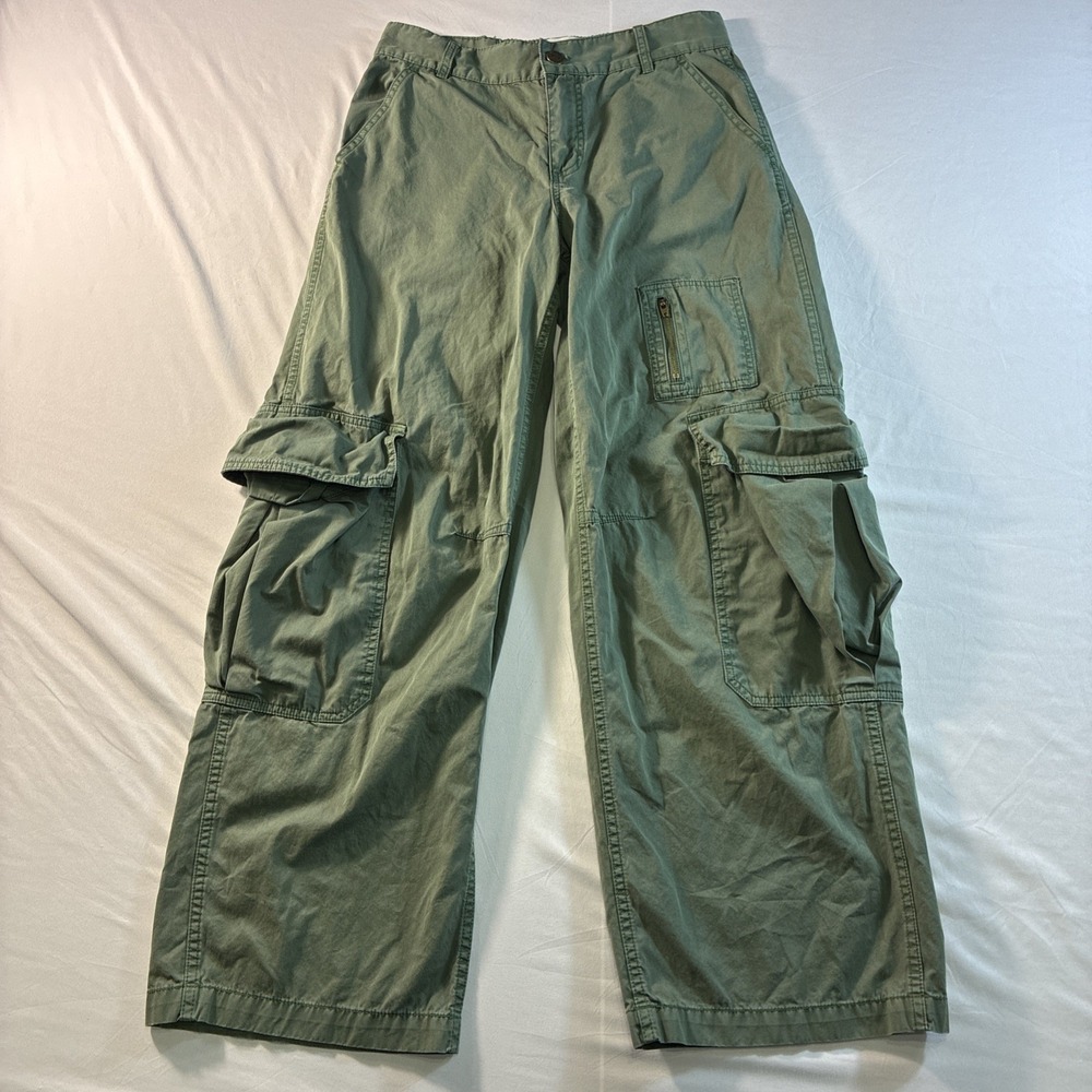 BDG Cargo Pants Womens Size 2 Green Wide Leg Relaxed Fit Casual Utility Pockets